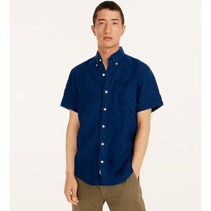J. Crew Adult Large Short Sleeve Baird McNutt Irish Linen Shirt Men's $90 BE546